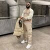 Stylish Beige Men's Puffer Jacket - Warm Winter Outerwear