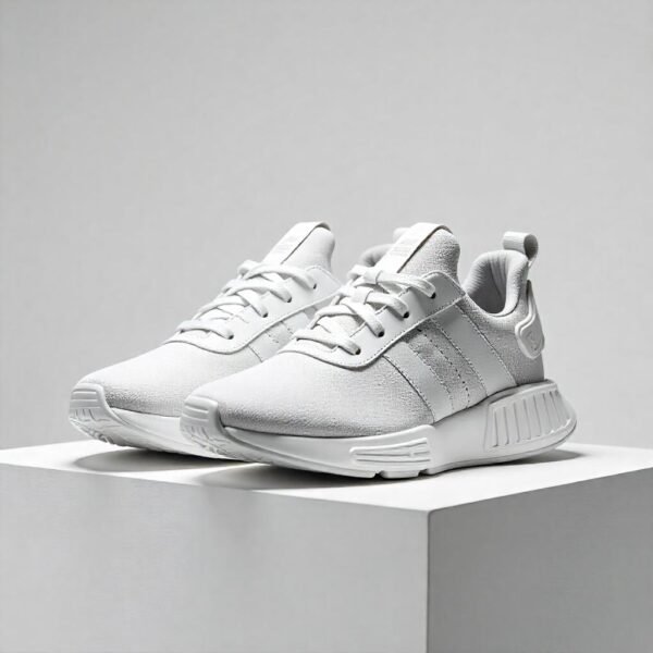 Designer Luxury Sneakers - High-End Pair on White Pedestal with Dramatic Lighting