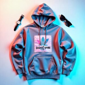 Urban Style Graphic Hoodie Set with Sunglasses, Watch, and Sneakers